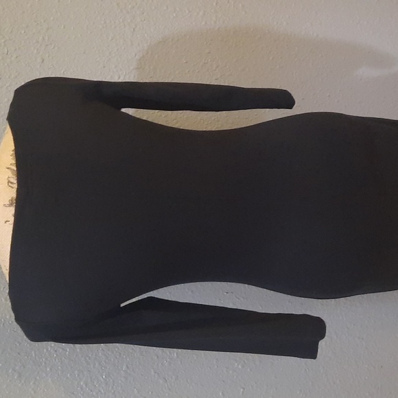 Black Knit Dress with Bateau Neckline and Three Quarter Length Sleeves - Picture 2 of 2